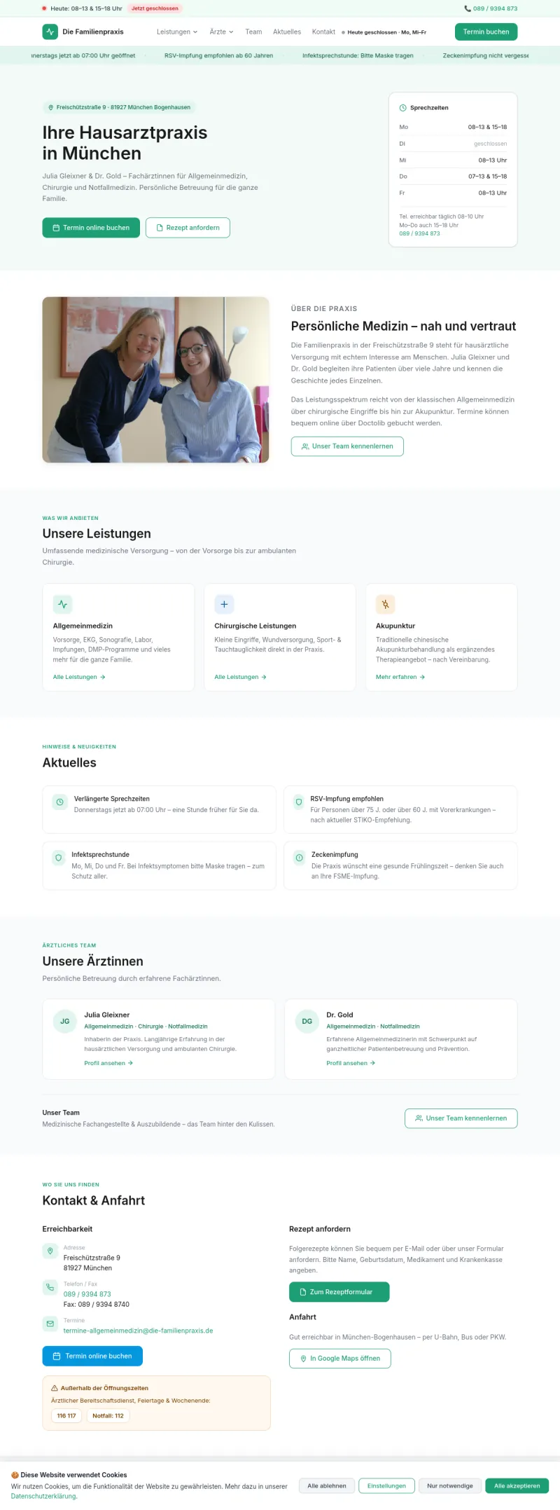 Webseiten-Konzept für eine Allgemeinarztpraxis